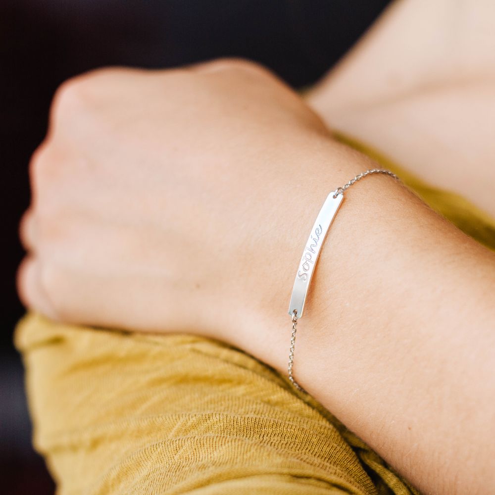 Custom Bar Bracelet Sterling Silver Gold Plated