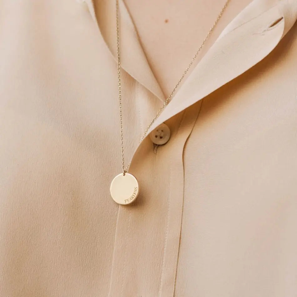 Engraved Disc Necklace Sterling Silver
