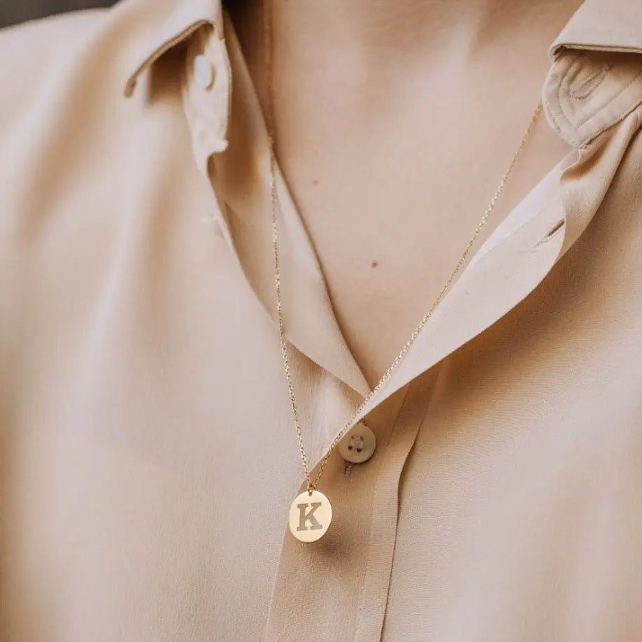 Gold Initial Disc Custom Necklace