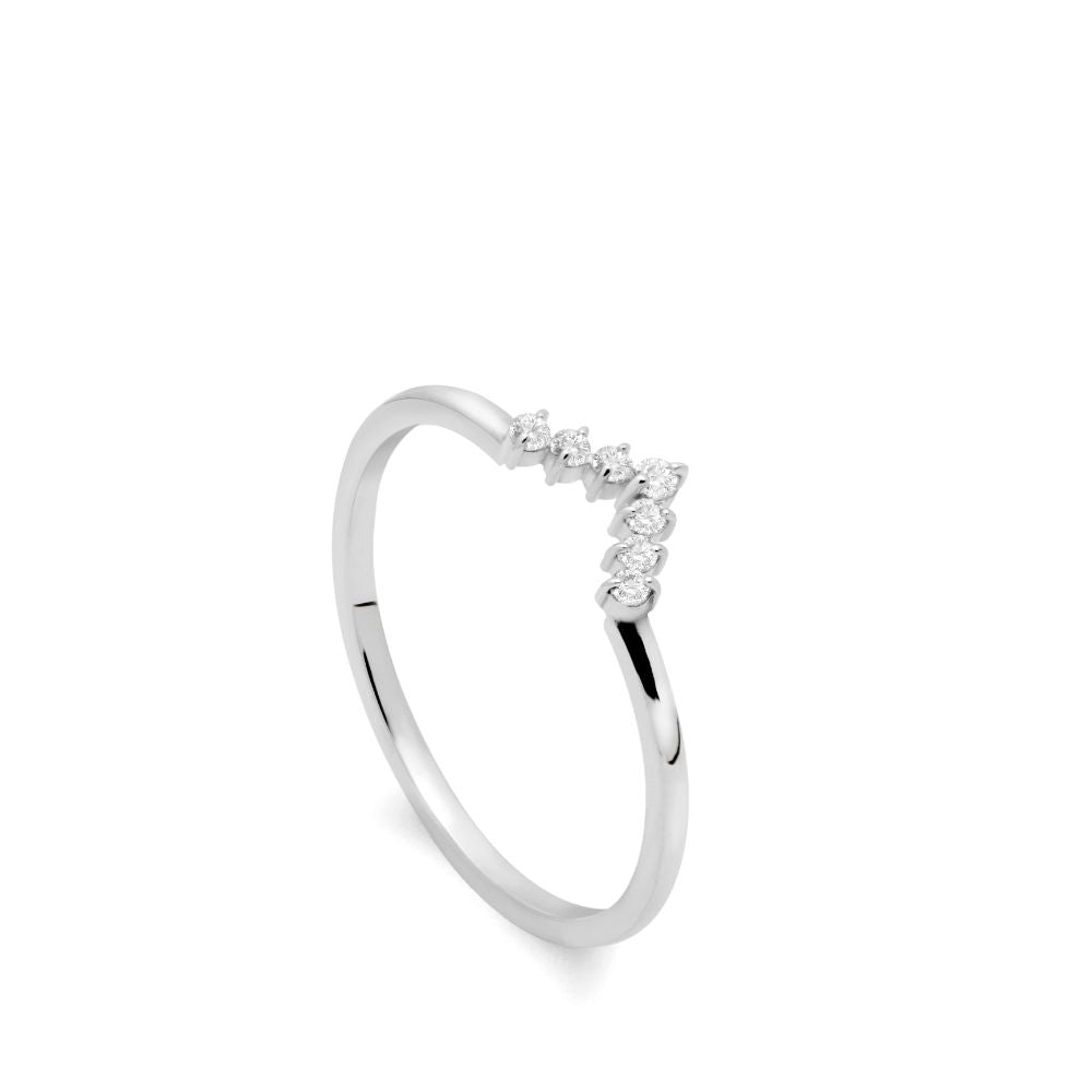 Chevron Diamond V Ring 14K White Gold