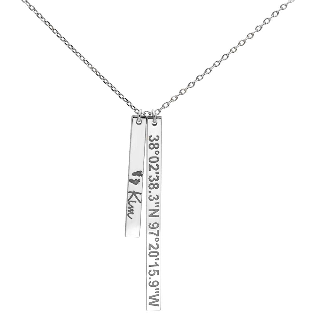 Custom Vertical Bar Necklace Sterling Silver 925 Personalized
