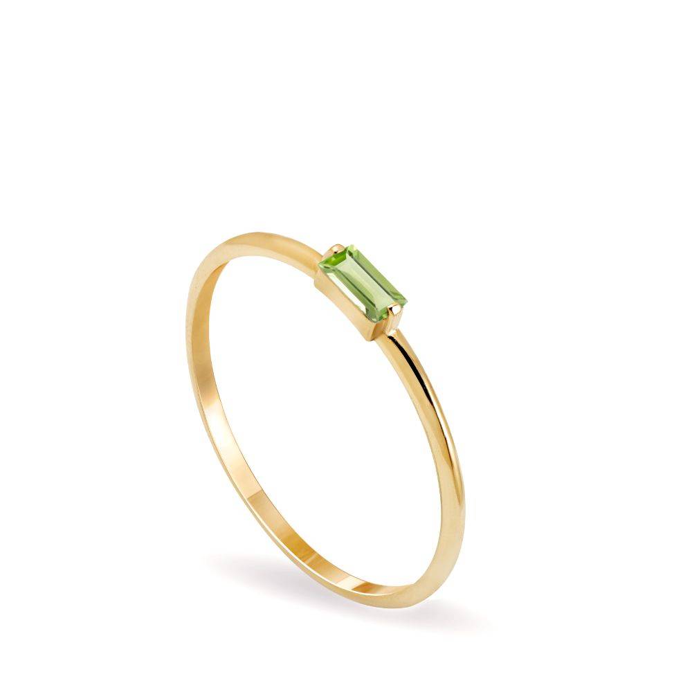 Peridot Baguette Ring 14K Gold