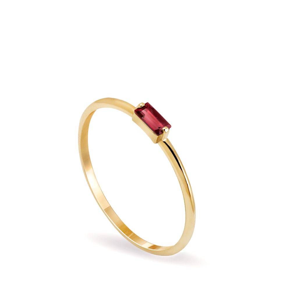 Ruby Baguette Ring 14K Gold by Kyklos Jewelry