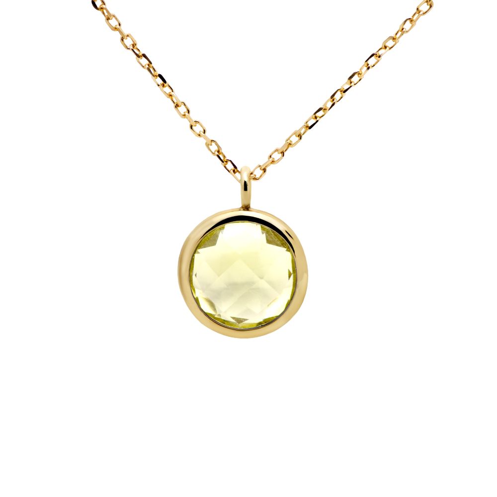 Lemon Quartz Necklace in 14K Gold for Women