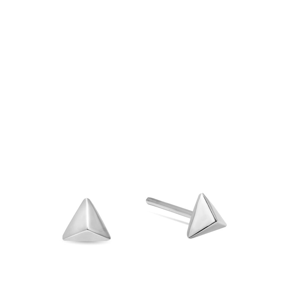 Pyramid Stud Earrings 14K White Gold