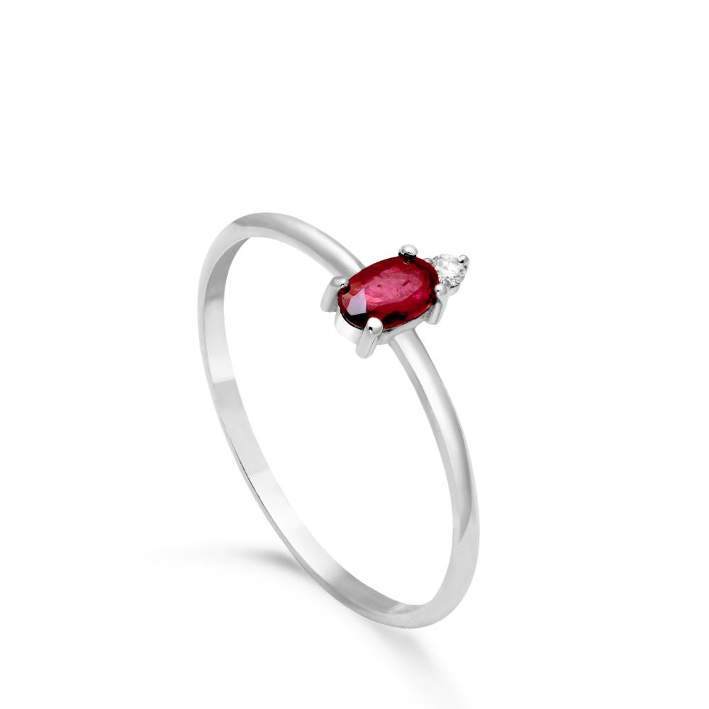 Ruby Engagement Ring Diamond 14K Gold