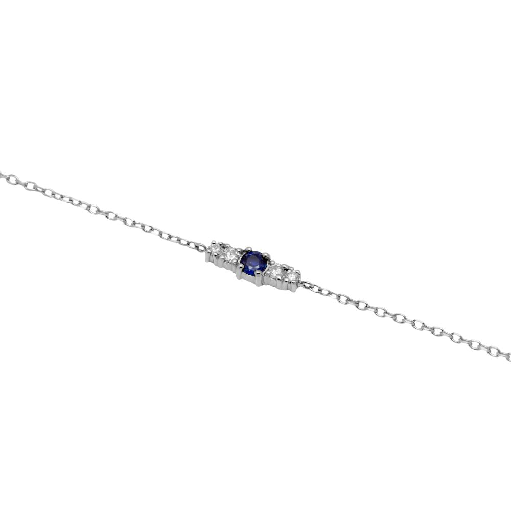 Blue Sapphire Diamond Bracelet 14K White Gold