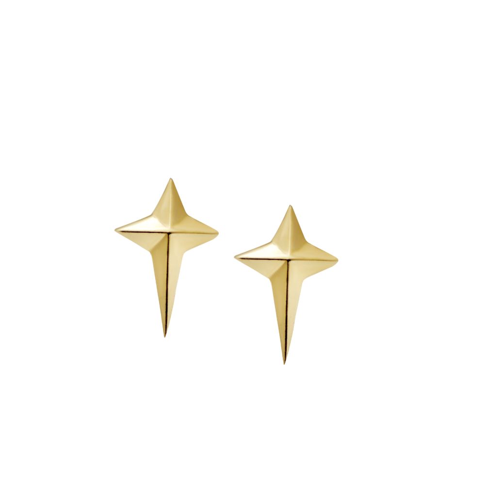 Pyramid Cross Earrings 14K Gold for Women