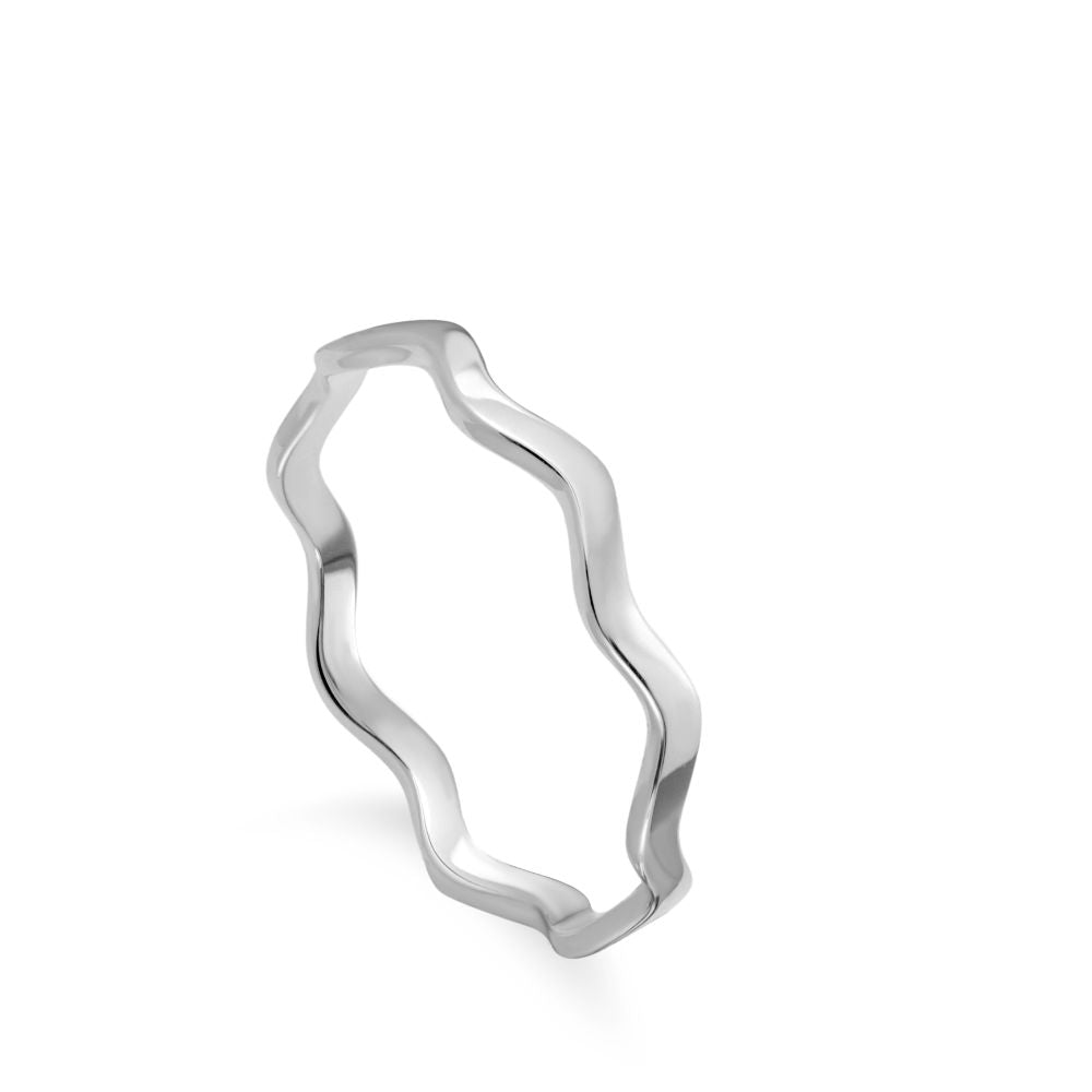 Zig Zag Wave Ring White Gold