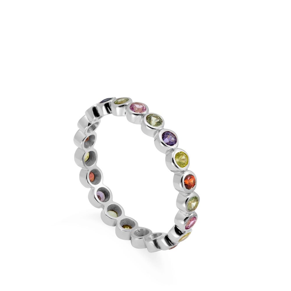 Eternity Ring Multi-color Sapphires 14K Gold