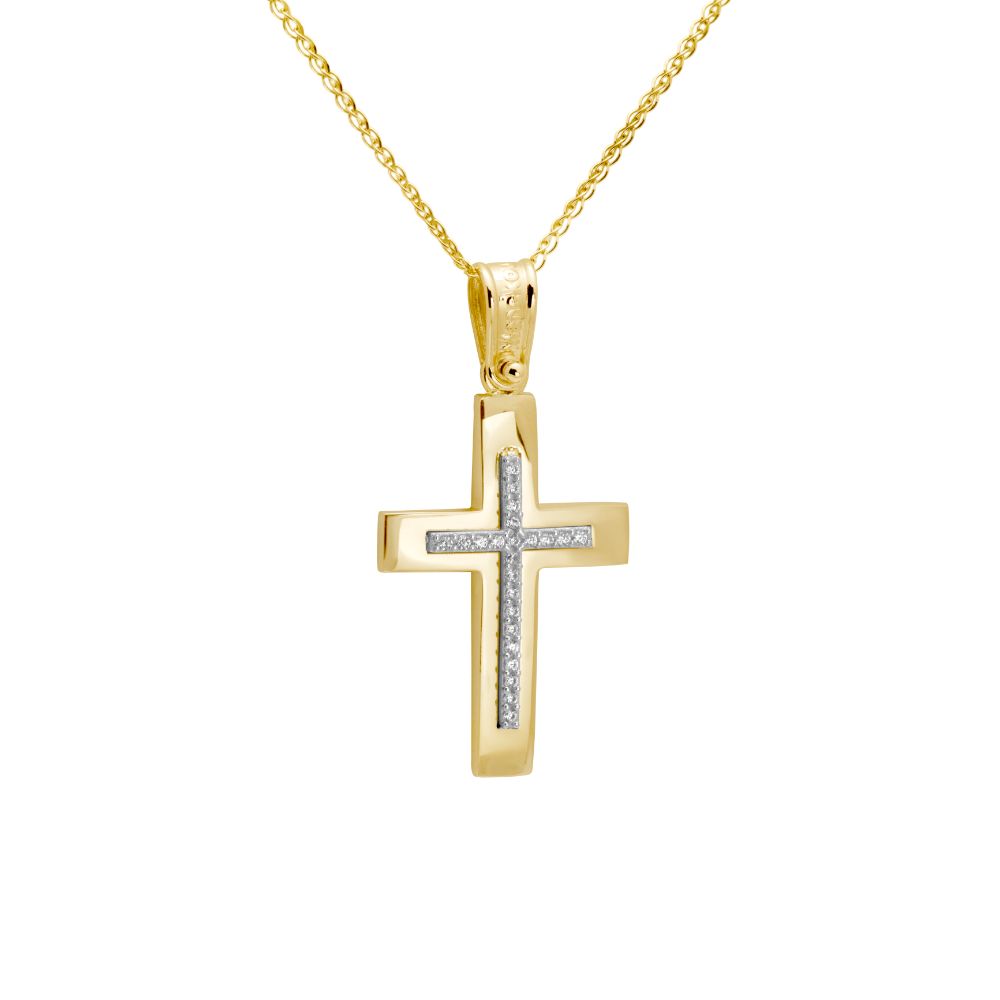 Double-sided Christening Cross with Chain