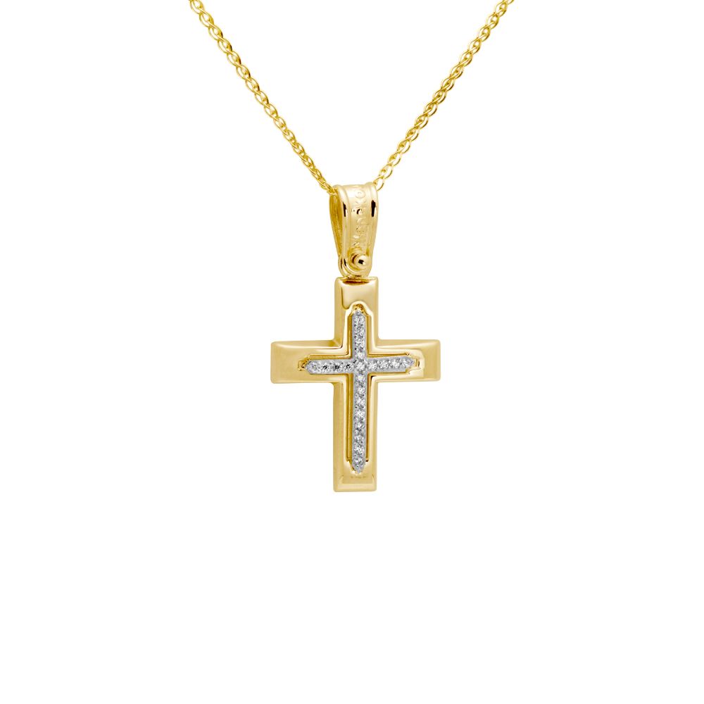 14K Gold Baptism Cross with Chain