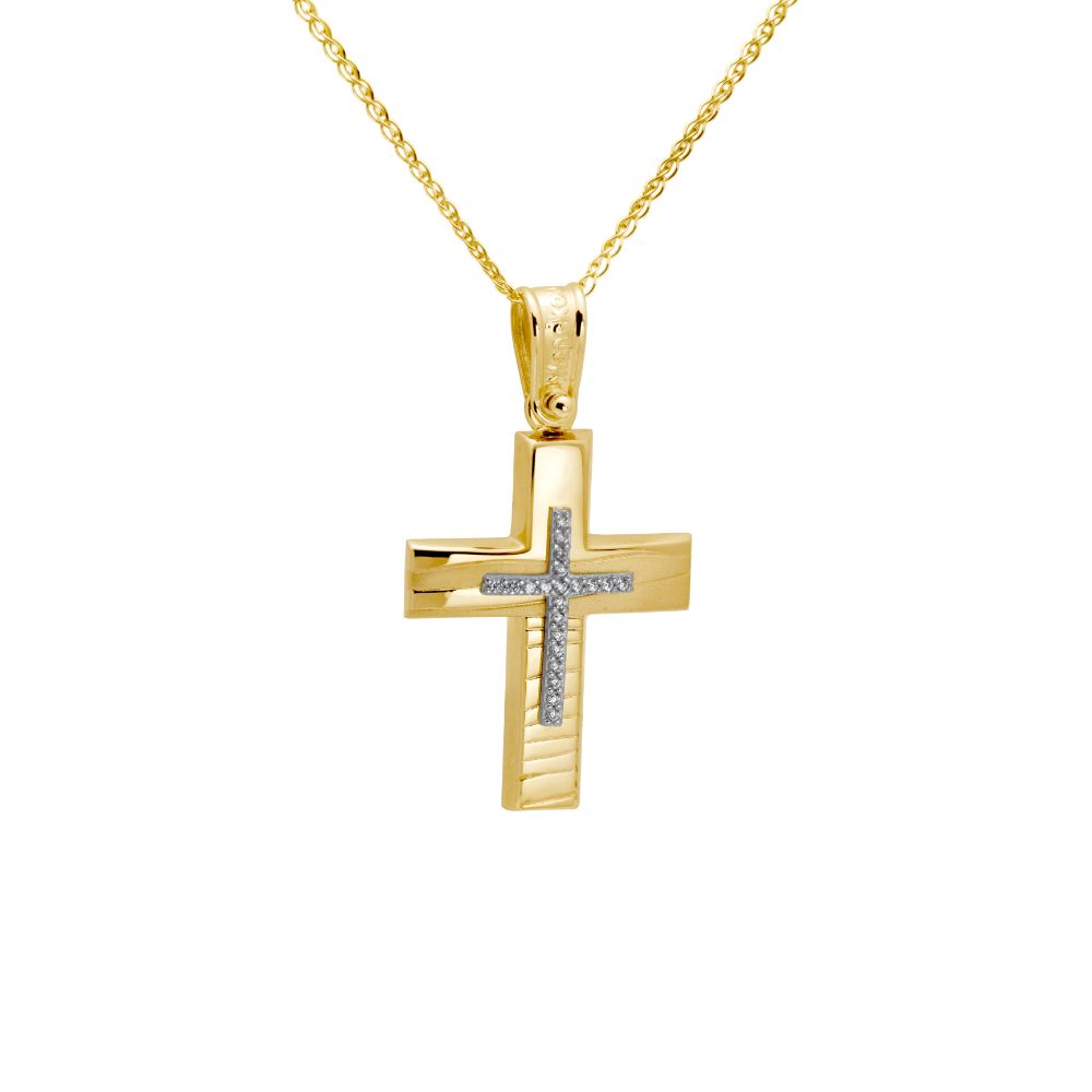 Textured Cross 14K with Chain for Christening