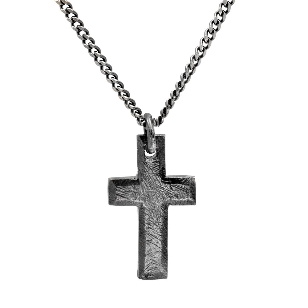 Cross Pendant Necklace Oxidized Silver