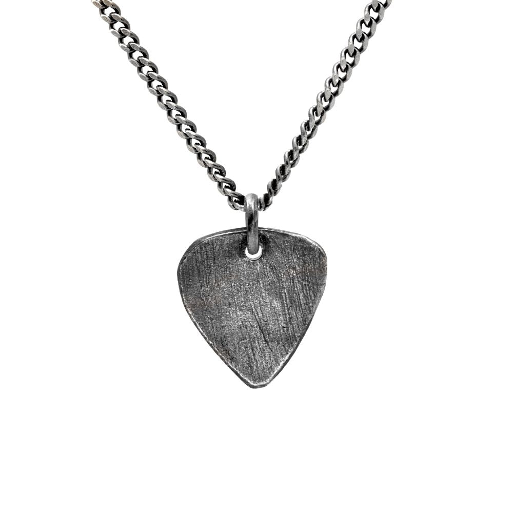 Guitar Pick Necklace Oxidized Silver