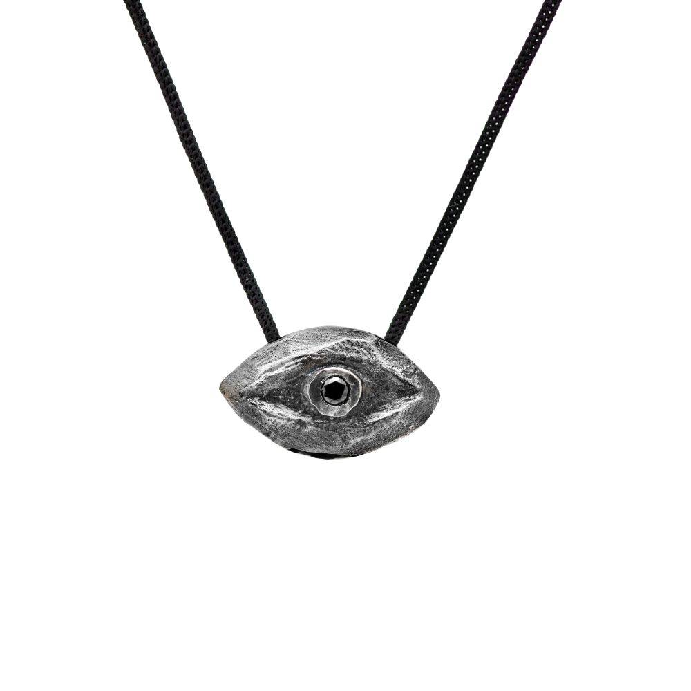 Evil Eye Necklace Oxidized Silver 925 for Men