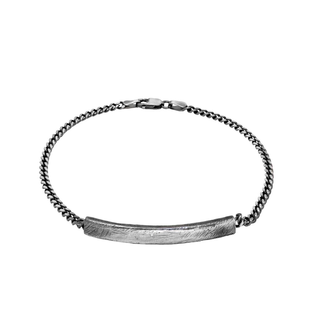 ID Men's Bracelet Oxidized Silver Personalized
