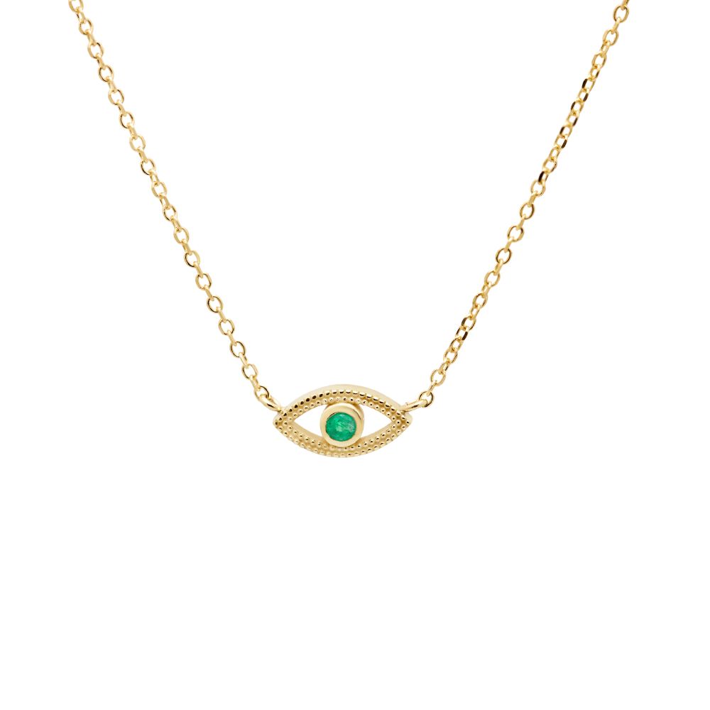 Emerald Eye Necklace 14K Gold