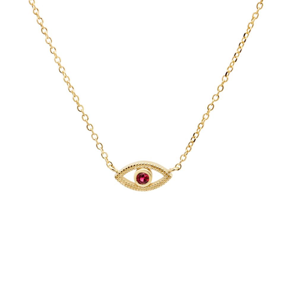 Ruby Eye Necklace 14K Gold Kyklos Jewelry
