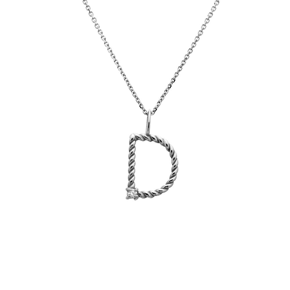 Diamond Initial Necklace 14K Gold