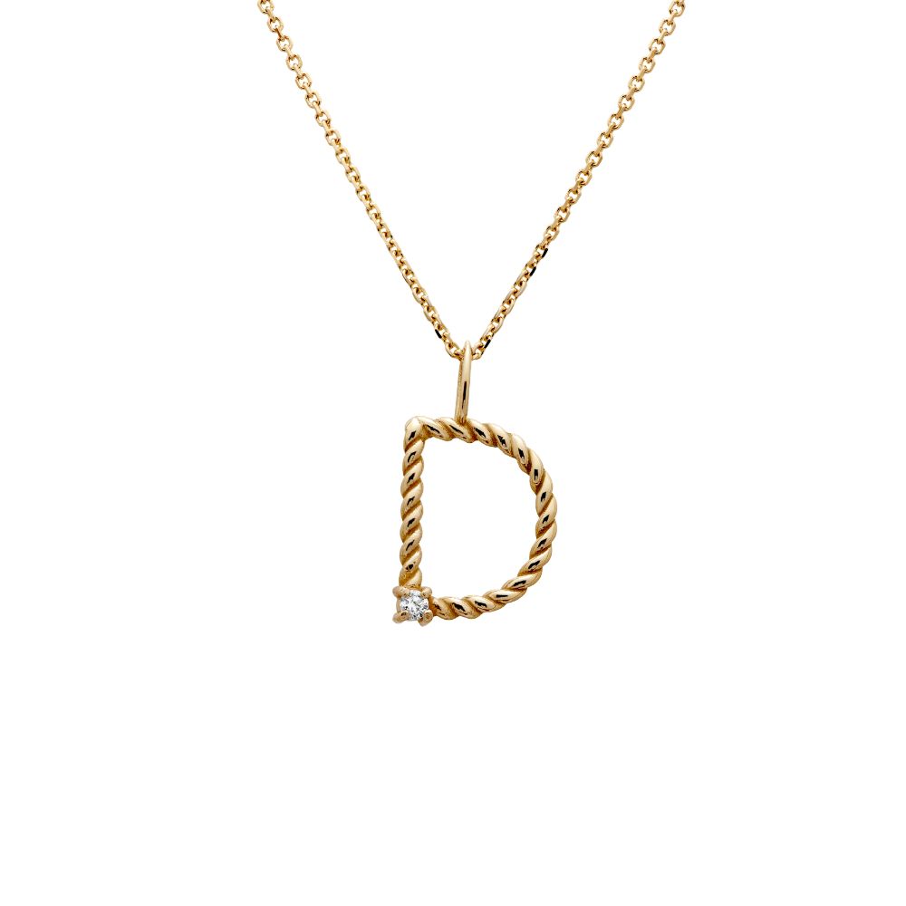 Diamond Initial Necklace 14K Gold