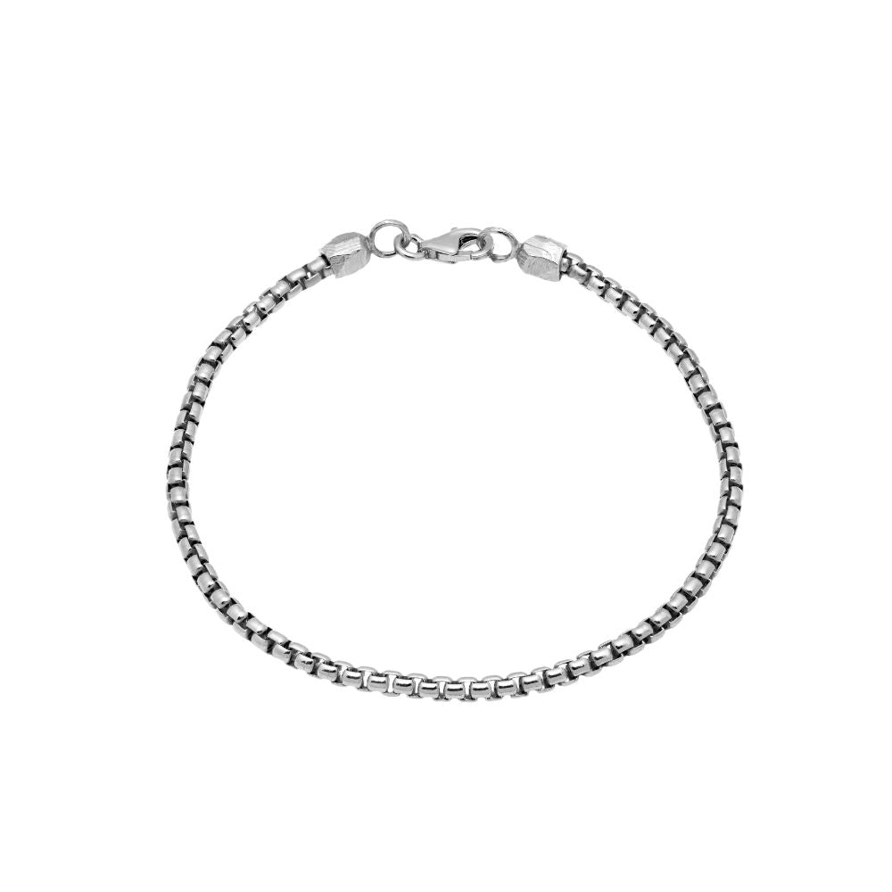 Round Box Chain Bracelet Sterling Silver