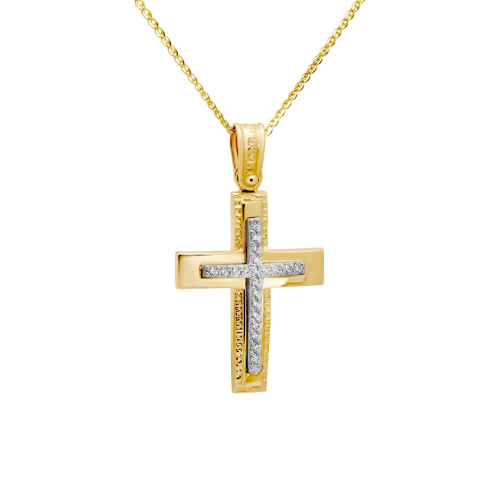 Gold Baptism Cross for Girls with Chain