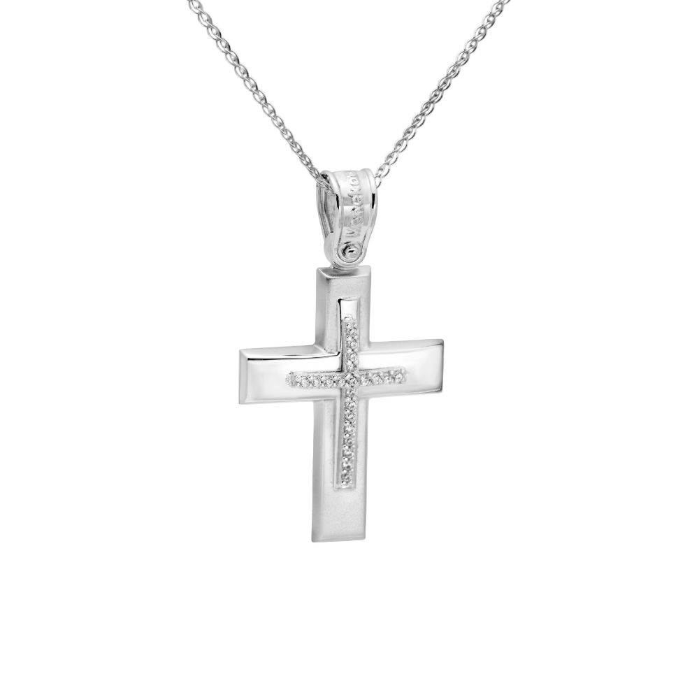 White Gold Cross with Chain