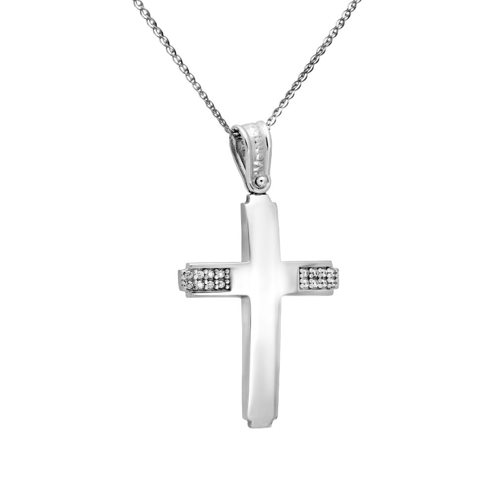 Minimal Christening Cross Necklace with Chain