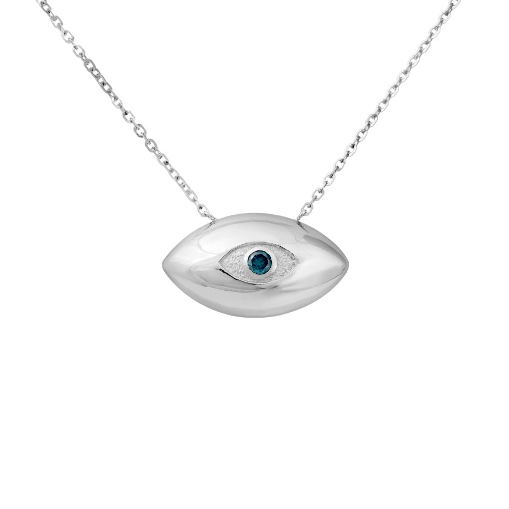 Evil Eye Necklace 14K Gold Blue Diamond