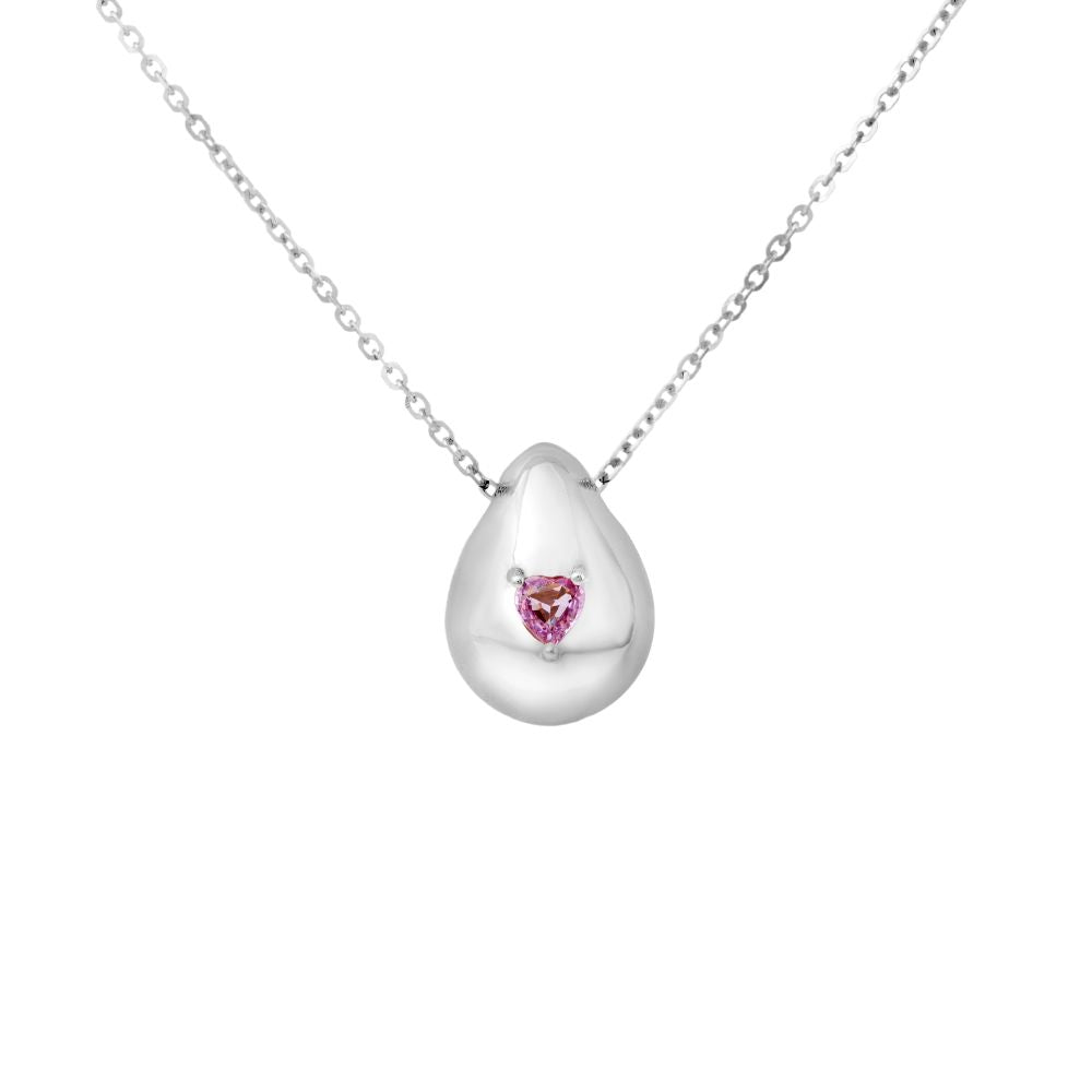Statement Teardrop Heart Sapphire Necklace 14K Gold
