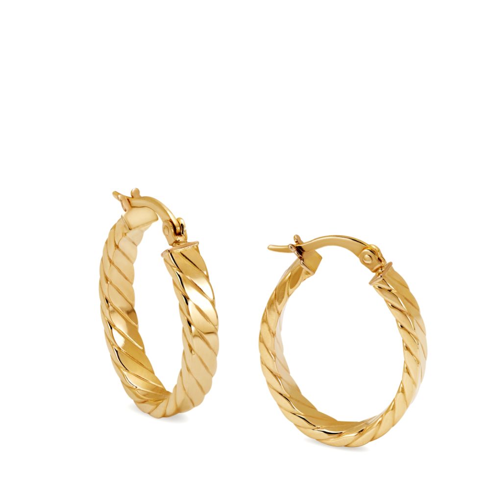 Twisted Oval Hoop Earrings 14K Gold