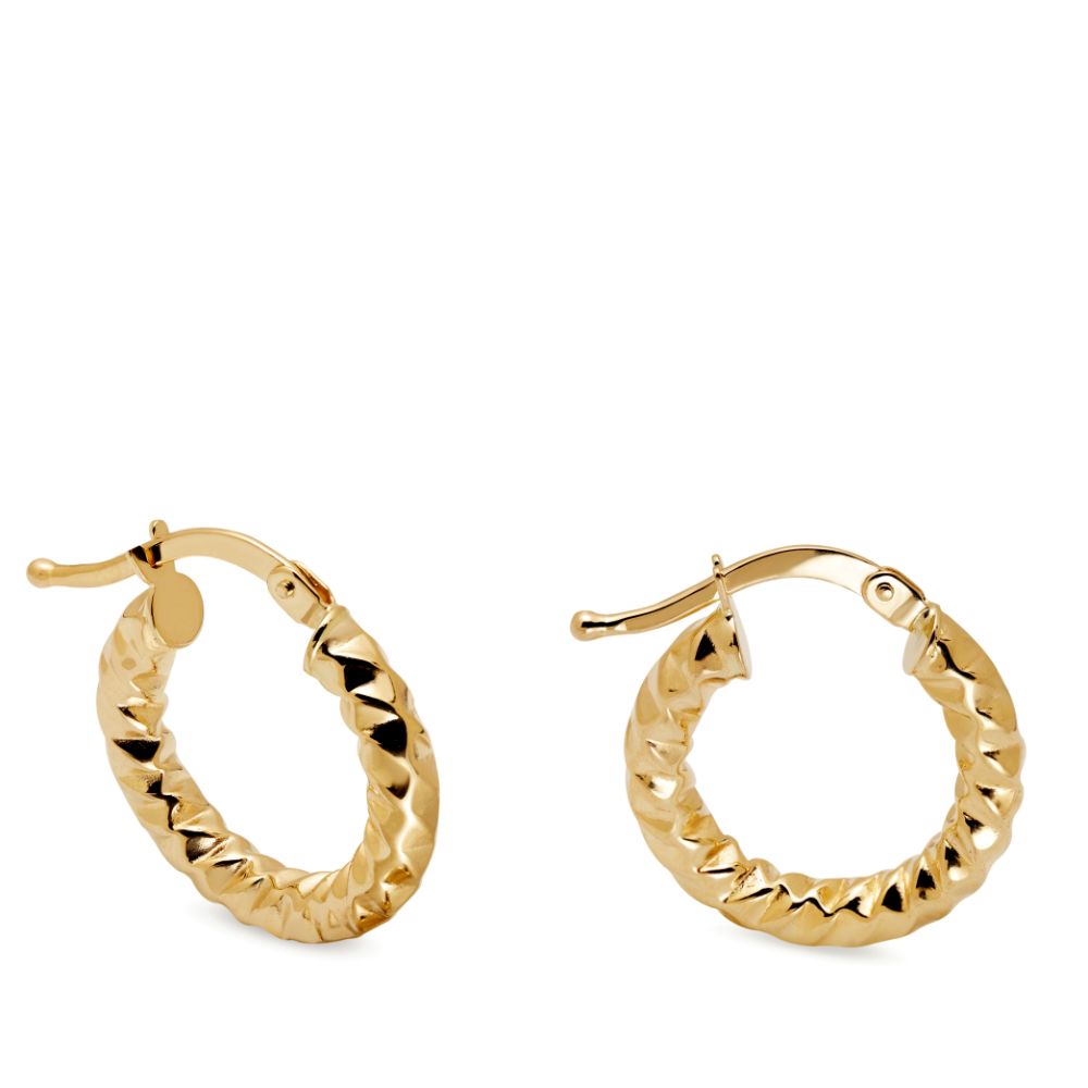 14K Gold Twisted Hoop Earrings