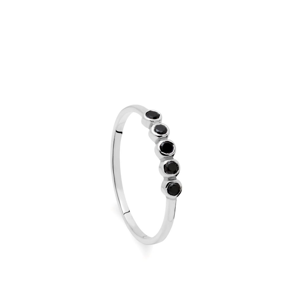 Δαχτυλίδι με 5 Μαύρα Διαμάντια-14609