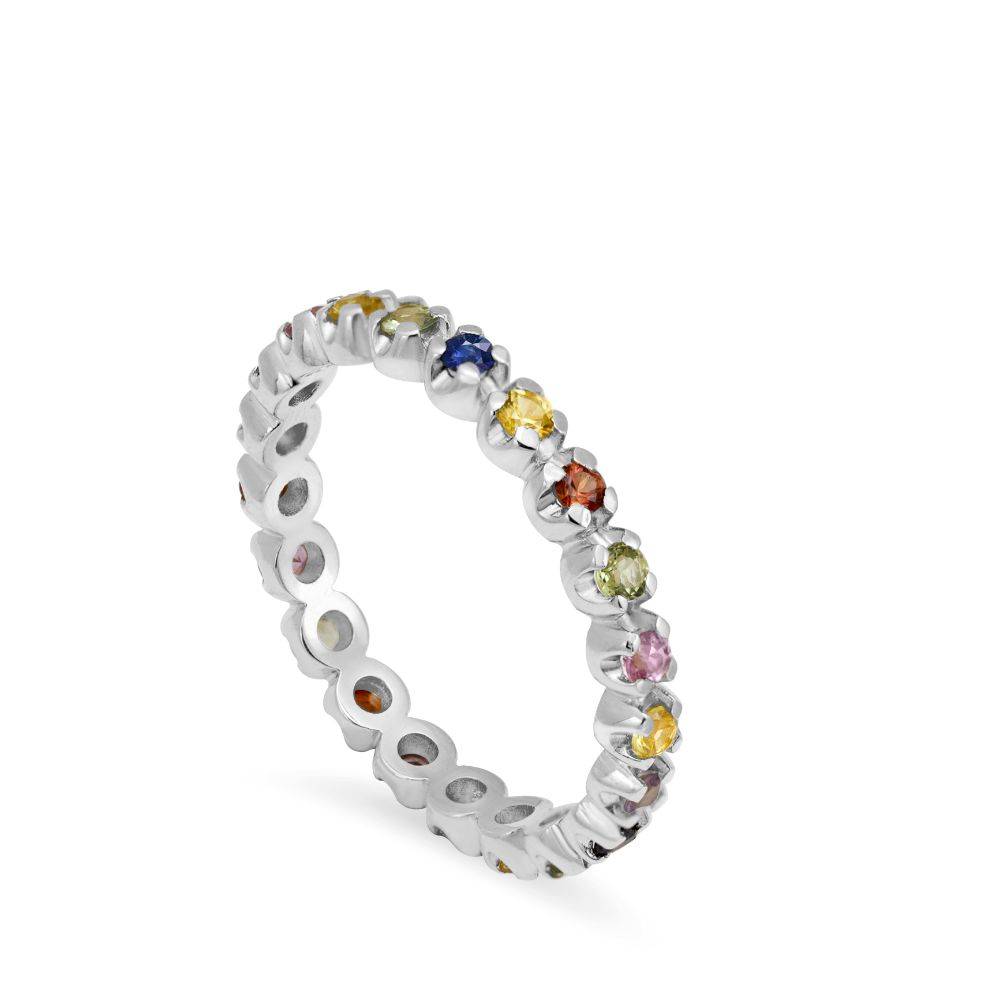 14K Eternity Ring with Colorful Sapphires KYKLOS