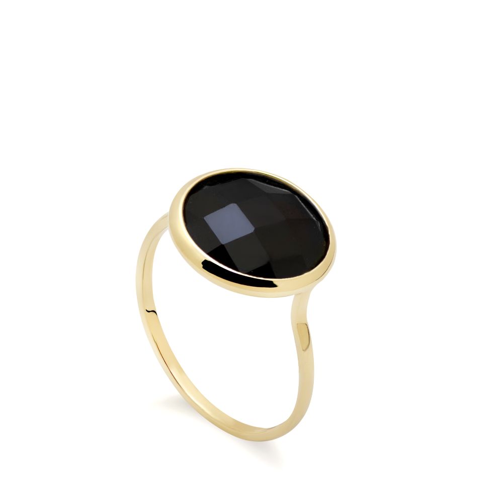 Black Onyx Ring 12mm in 14K Gold