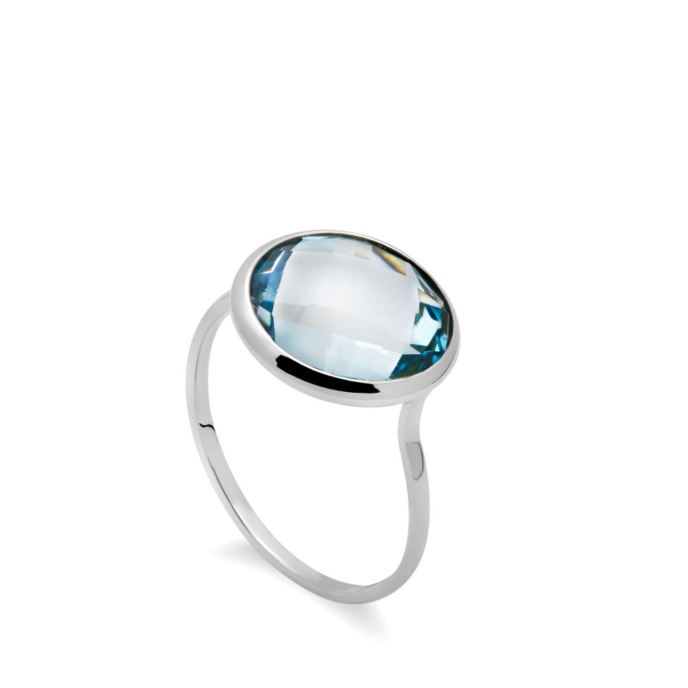 Blue Topaz Ring 12mm in 14K Gold