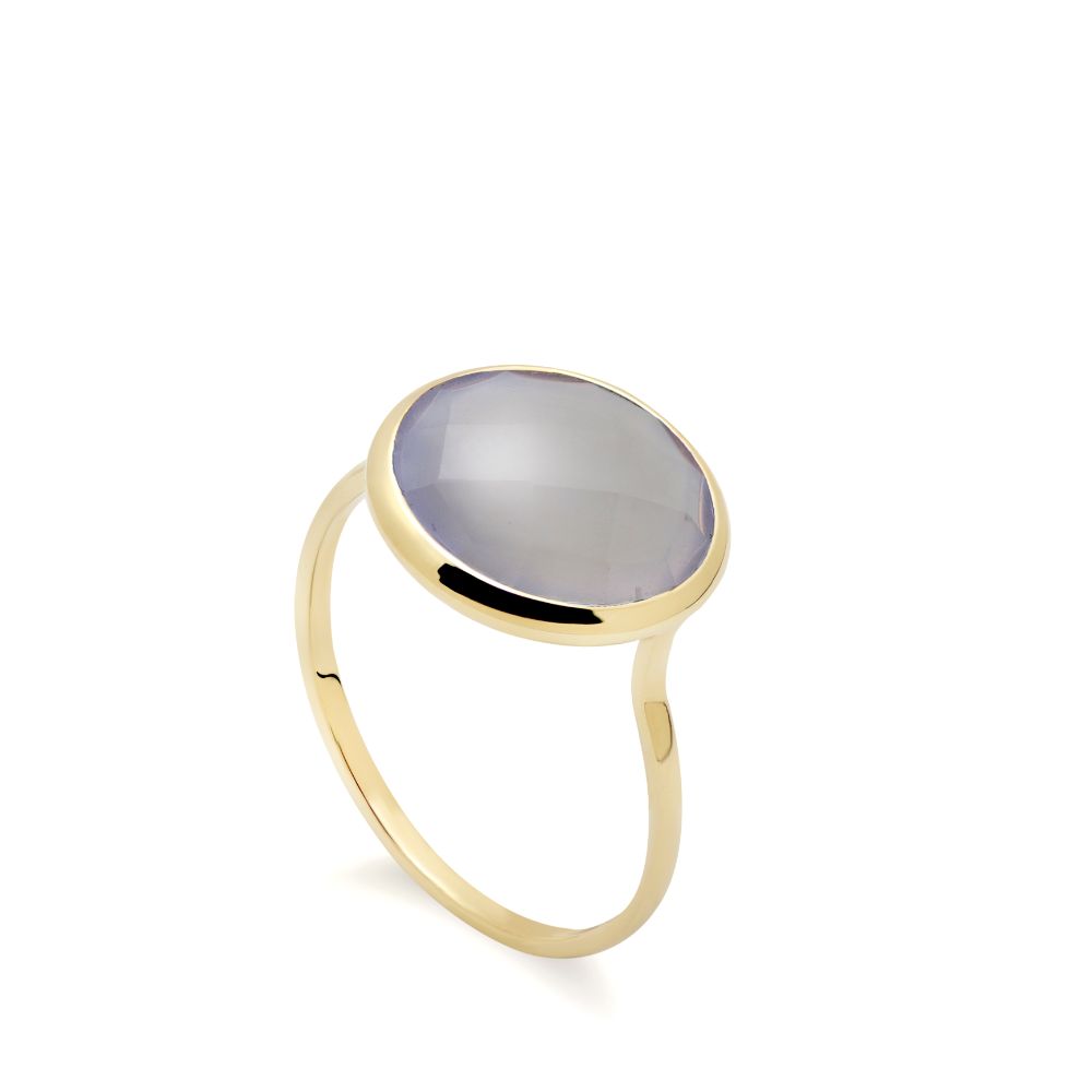 Chalcedony Ring 12mm in 14K Gold for Her