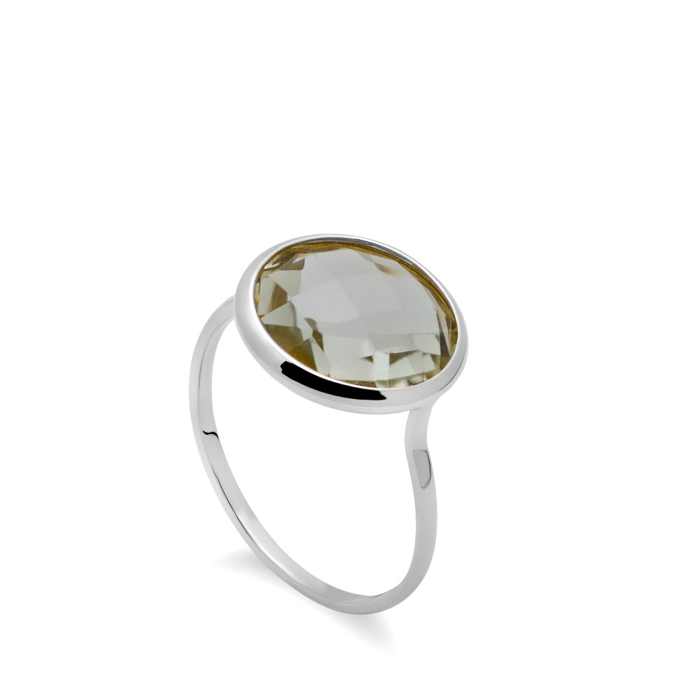 Green Amethyst Ring 12mm in 14K Gold