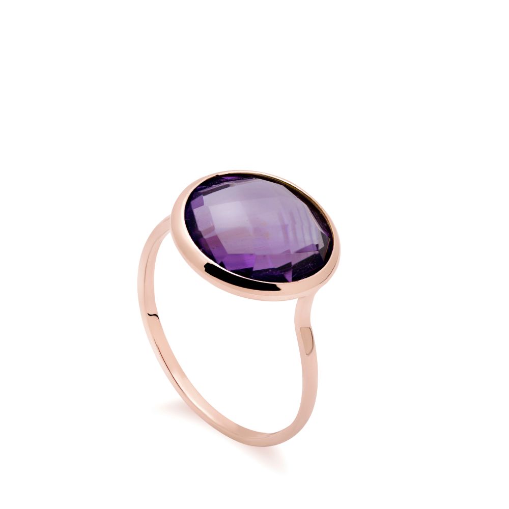 Amethyst Ring 12mm in 14K Gold