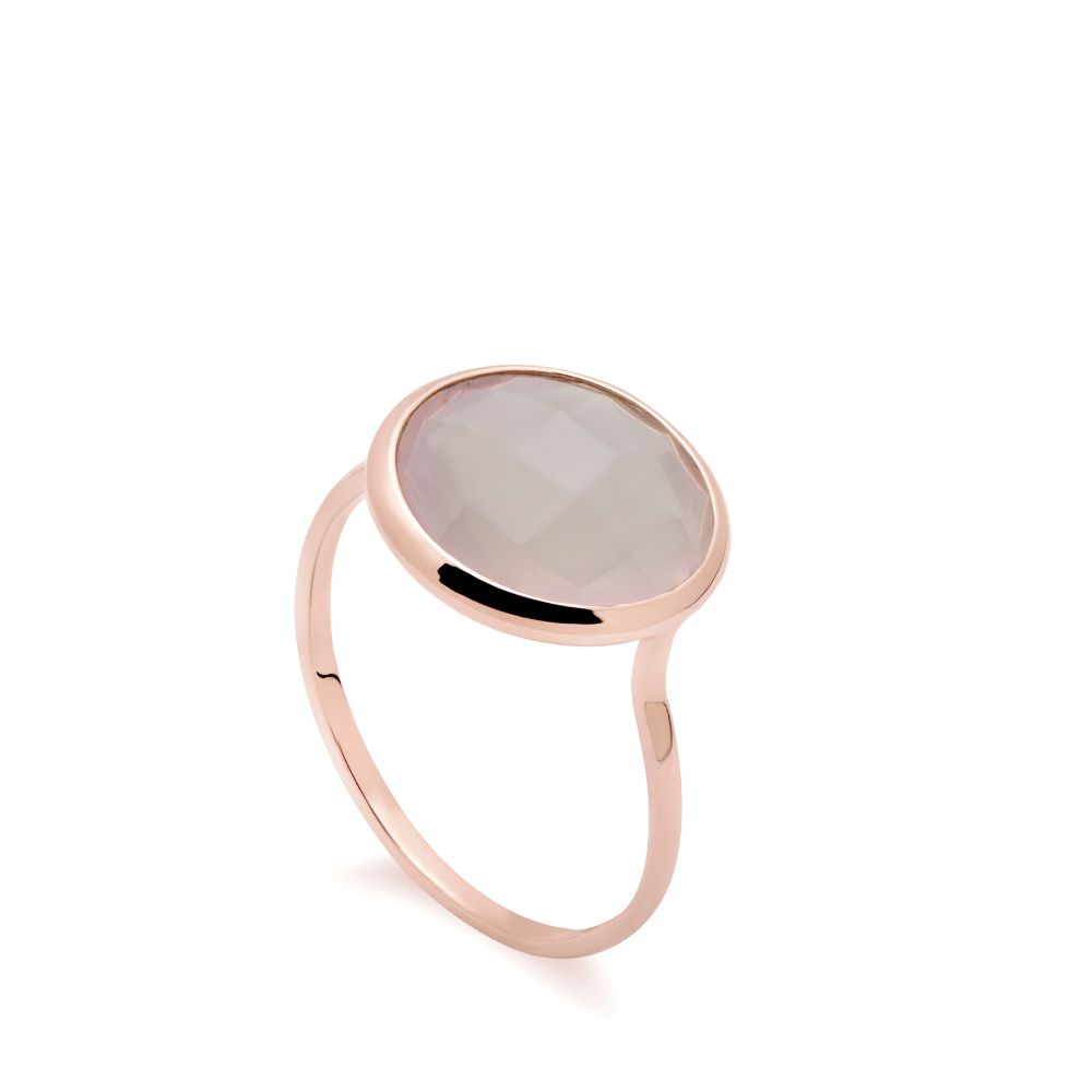 Rose Quartz Ring 12mm in 14K Rose Gold