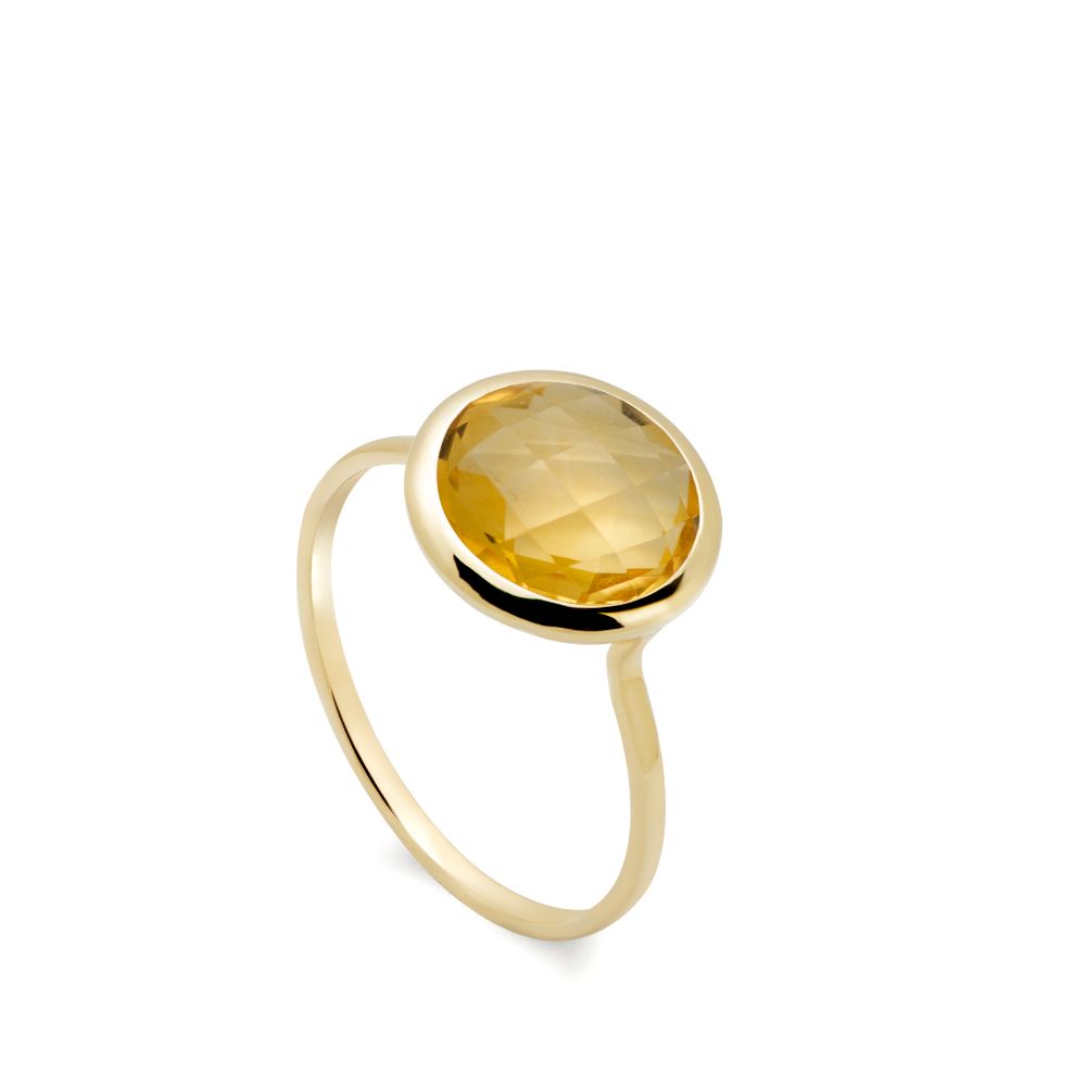 Citrine Ring 10mm in 14K Gold Kyklos Jewelry