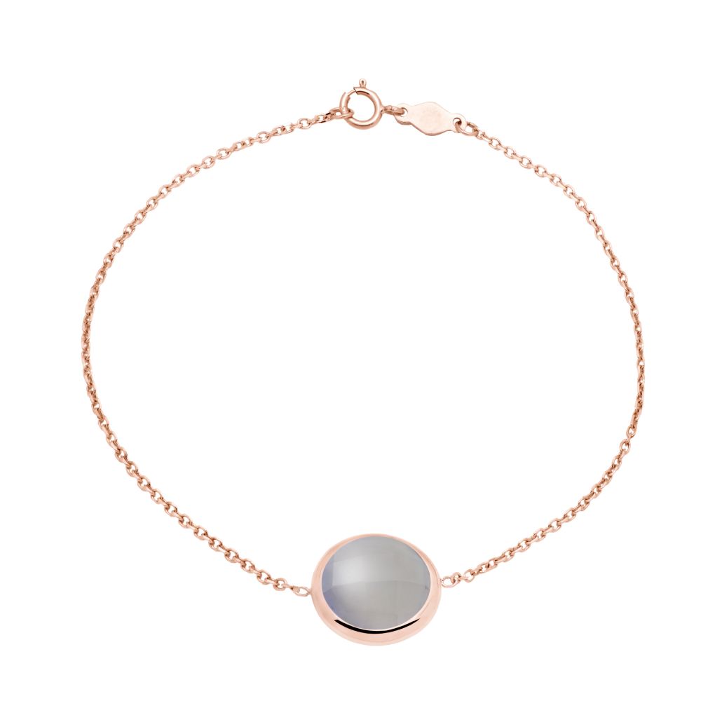 14K Rose Gold Bracelet with 10mm Natural Chalcedony
