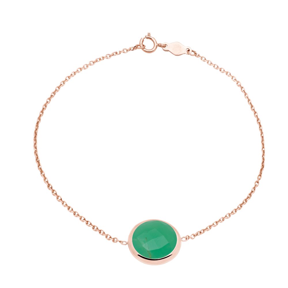 14K Gold Bracelet with 10mm Chrysoprase