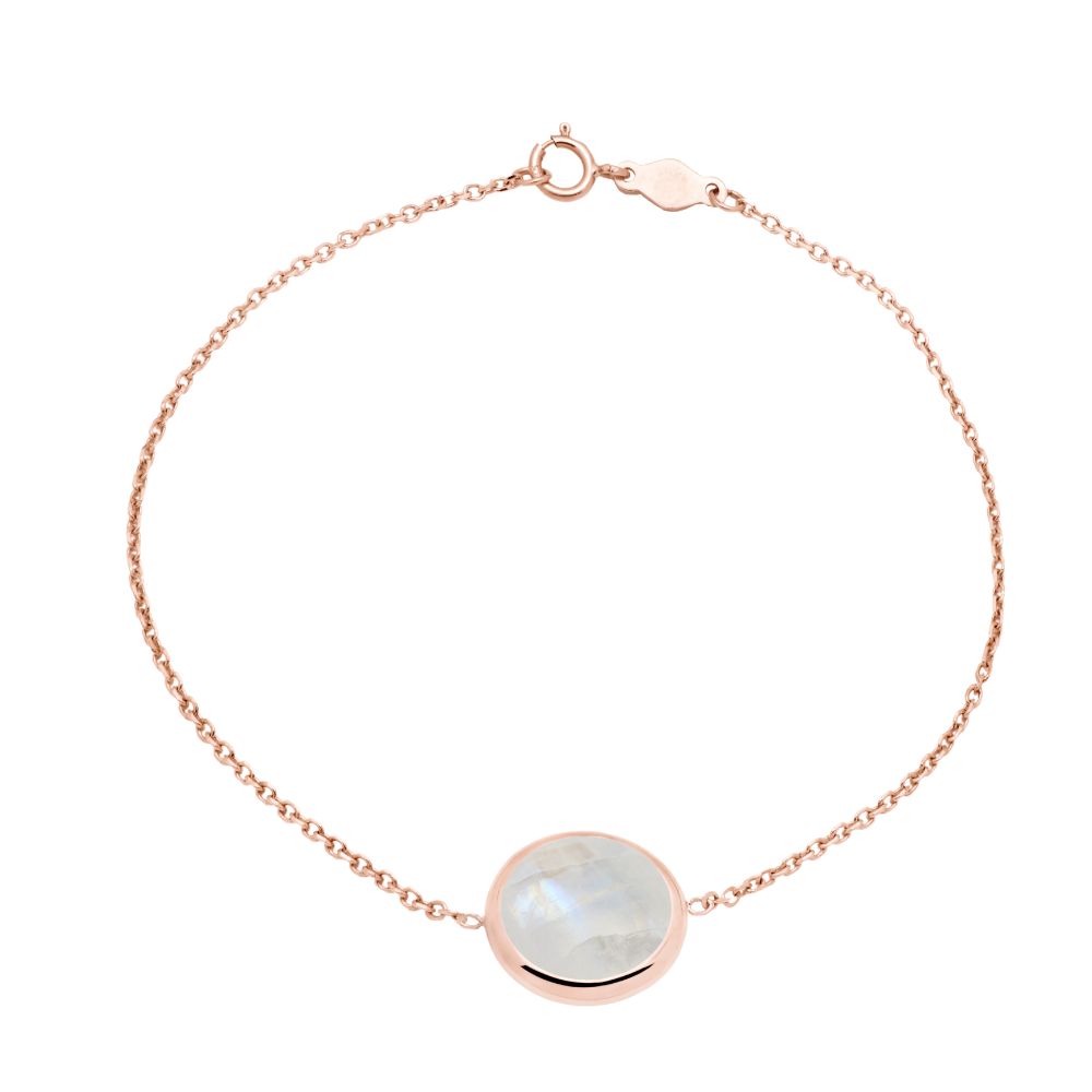 14K Rose Gold Bracelet with 10mm Natural Moonstone