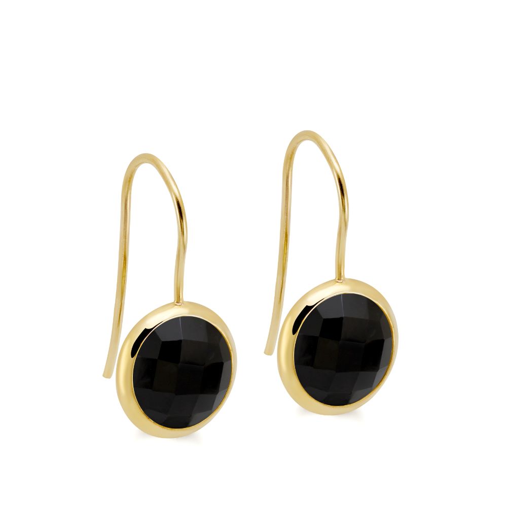 Black Onyx Earrings 10mm 14K Gold