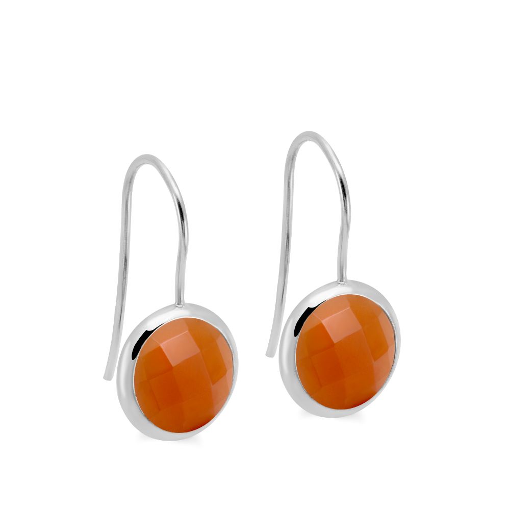 Orange Moonstone Earrings 10mm 14K Gold