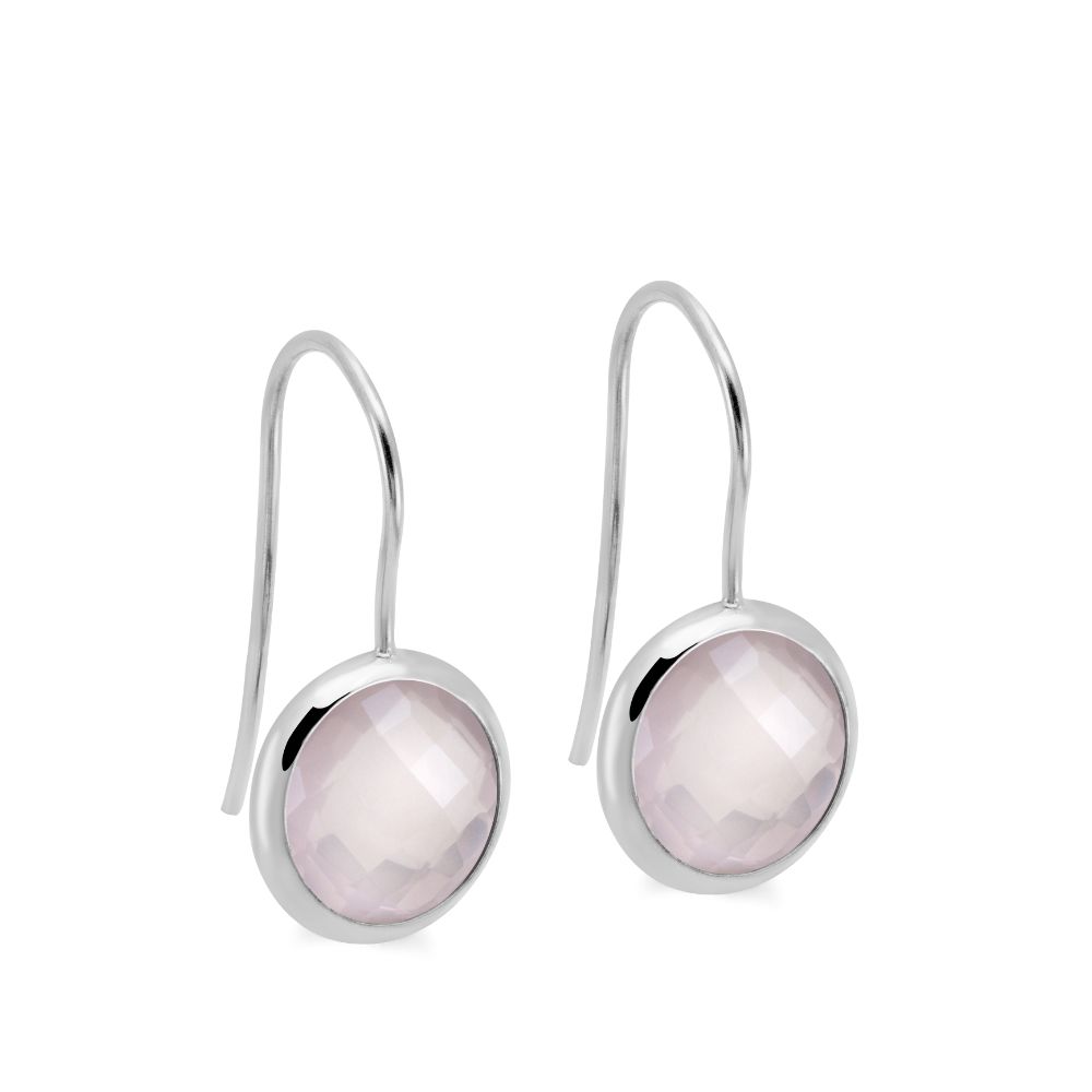 Rose Quartz Earrings 10mm 14K Gold