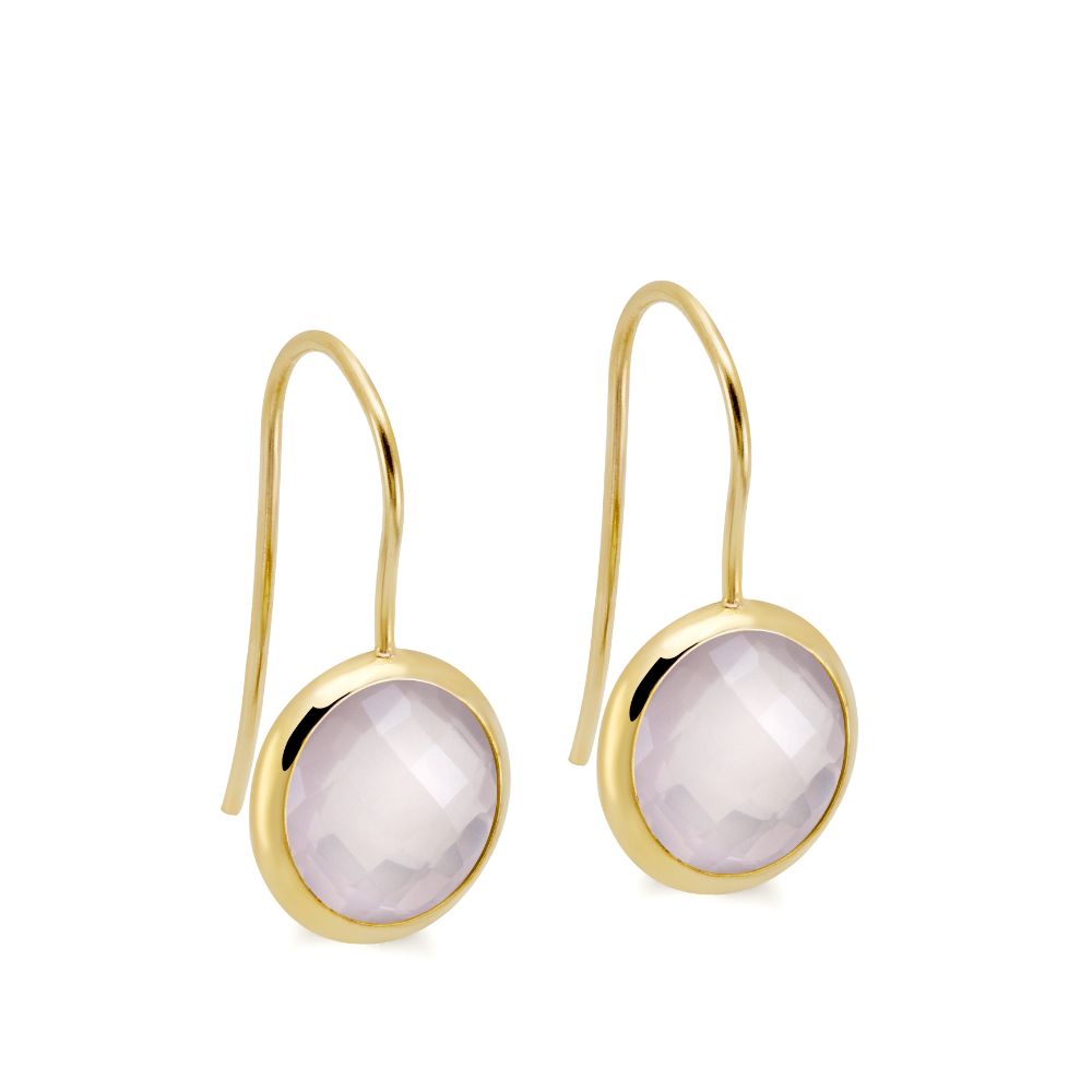 Rose Quartz Earrings 10mm 14K Gold Kyklos Jewelry