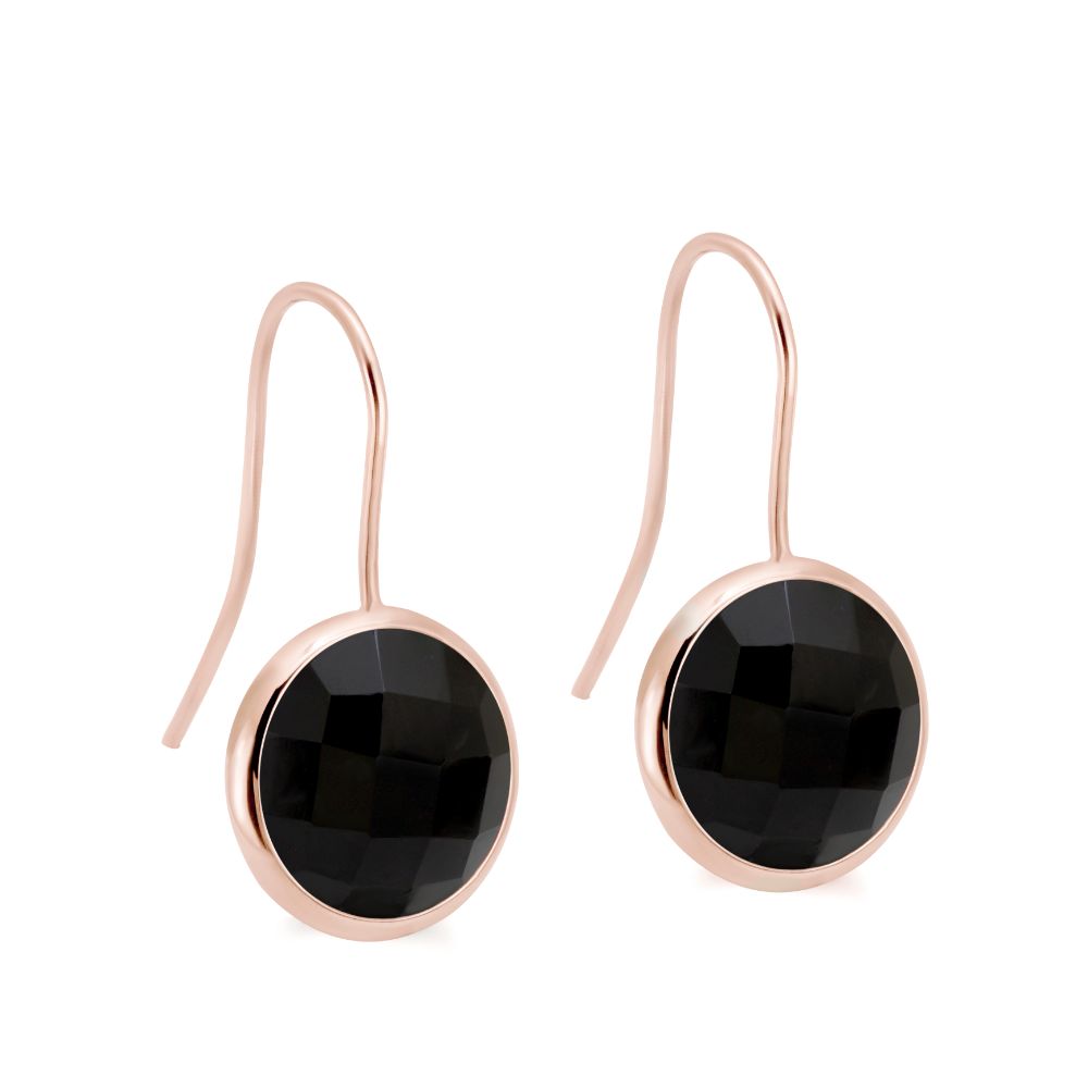 Black Onyx Earrings 12mm 14K Gold